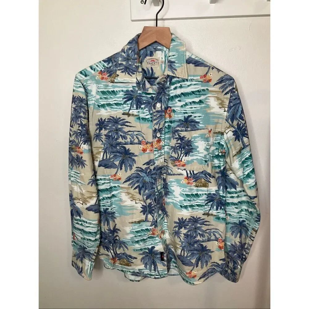 Faherty Tahitian Dreams Hawaiian Long Sleeved Button Down Shirt
